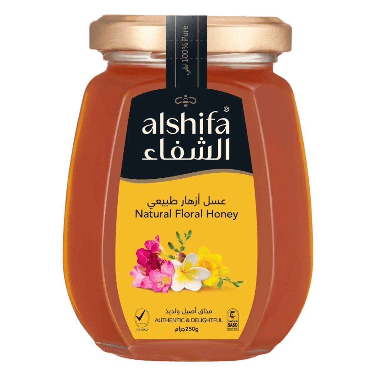 الشفاء عسل ازهار طبيعي  زجاج 250جم